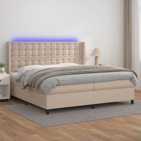 Boxspringbett LED Matratze Cappuccino Kunstleder 200x200cm von , Betten und Lattenroste - Ref: Foro24-3139408, Preis: 731,99 ...