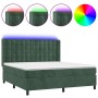 Cama box spring colchón y LED terciopelo verde oscuro 180x200cm de , Camas y somieres - Ref: Foro24-3139820, Precio: 676,43 €...