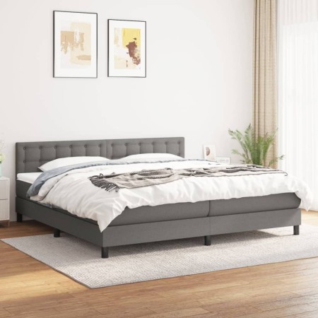 Box spring bed with dark gray fabric mattress 200x200 cm