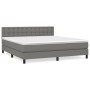 Box spring bed with dark gray fabric mattress 160x200 cm