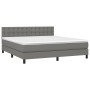Box spring bed with dark gray fabric mattress 160x200 cm