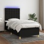 Box spring bed mattress and LED lights black fabric 80x200 cm