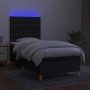 Box spring bed mattress and LED lights black fabric 80x200 cm