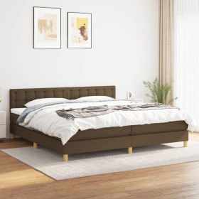 Box spring bed with dark brown fabric mattress 200x200 cm by , Beds and slatted bases - Ref: Foro24-3140964, Price: 592,42 €,...