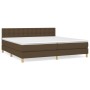 Box spring bed with dark brown fabric mattress 200x200 cm