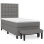 Box spring bed with dark gray fabric mattress 100x200 cm