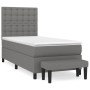 Box spring bed with dark gray fabric mattress 100x200 cm by , Beds and slatted bases - Ref: Foro24-3136894, Price: 377,99 €, ...