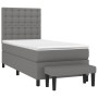 Cama box spring con colchón tela gris oscuro 100x200 cm de , Camas y somieres - Ref: Foro24-3136894, Precio: 377,99 €, Descue...