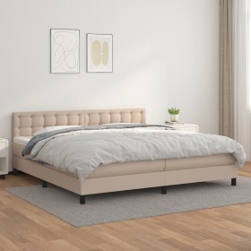 Cama box spring con colchón cuero sintético capuchino 200x200cm de , Camas y somieres - Ref: Foro24-3141148, Precio: 632,08 €...