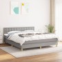 Box spring bed with light gray fabric mattress 160x200 cm