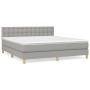 Box spring bed with light gray fabric mattress 160x200 cm