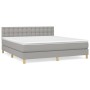 Box spring bed with light gray fabric mattress 160x200 cm by , Beds and slatted bases - Ref: Foro24-3140945, Price: 474,99 €,...