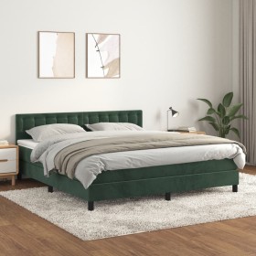 Cama box spring con colchón terciopelo verde oscuro 180x200 cm de , Camas y somieres - Ref: Foro24-3141560, Precio: 529,99 €,...