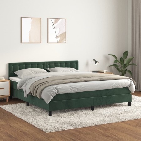 Box spring bed with dark green velvet mattress 180x200 cm by , Beds and slatted bases - Ref: Foro24-3141560, Price: 529,28 €,...