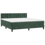Box spring bed with dark green velvet mattress 180x200 cm