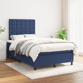 Cama box spring con colchón tela azul 120x200 cm de , Camas y somieres - Ref: Foro24-3142087, Precio: 434,60 €, Descuento: %