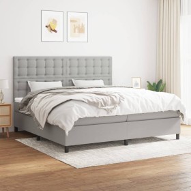 Cama box spring con colchón tela gris claro 200x200 cm de , Camas y somieres - Ref: Foro24-3142121, Precio: 671,14 €, Descuen...