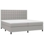Box spring bed with light gray fabric mattress 200x200 cm