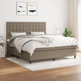 Box spring bed with taupe gray fabric mattress 160x200 cm by , Beds and slatted bases - Ref: Foro24-3142109, Price: 602,99 €,...