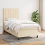 Cama box spring con colchón tela color crema 90x200 cm de , Camas y somieres - Ref: Foro24-3142070, Precio: 353,59 €, Descuen...