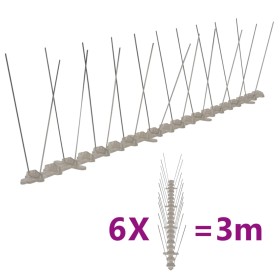 Set de 6 hileras de pinchos contra pájaros y palomas 2 filas 3m de vidaXL, Repelentes para animales - Ref: Foro24-170232, Pre...