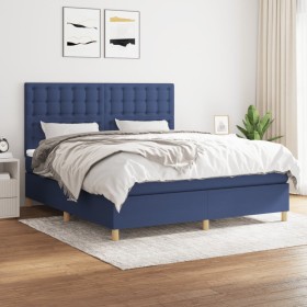 Box spring bed with blue fabric mattress 160x200 cm by , Beds and slatted bases - Ref: Foro24-3142671, Price: 569,29 €, Disco...