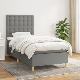 Cama box spring con colchón tela gris oscuro 80x200 cm de , Camas y somieres - Ref: Foro24-3142610, Precio: 319,69 €, Descuen...