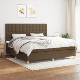 Cama box spring con colchón tela marrón oscuro 200x200 cm de , Camas y somieres - Ref: Foro24-3142684, Precio: 657,99 €, Desc...