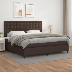 Box spring bed with brown synthetic leather mattress 200x200 cm by , Beds and slatted bases - Ref: Foro24-3142866, Price: 735...