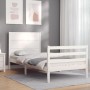 Estructura de cama con cabecero madera maciza blanco de , Camas y somieres - Ref: Foro24-3194602, Precio: 105,38 €, Descuento: %