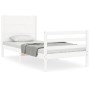 Estructura de cama con cabecero madera maciza blanco de , Camas y somieres - Ref: Foro24-3194602, Precio: 105,99 €, Descuento: %