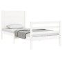 White solid wood bed frame with headboard by , Beds and slatted bases - Ref: Foro24-3194602, Price: 105,99 €, Discount: %