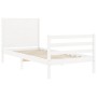 White solid wood bed frame with headboard by , Beds and slatted bases - Ref: Foro24-3194602, Price: 105,99 €, Discount: %