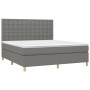 Cama box spring colchón y luces LED tela gris oscuro 160x200 cm de , Camas y somieres - Ref: Foro24-3135766, Precio: 597,52 €...