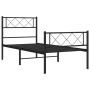 Bed frame with headboard and black metal footboard 100x190cm by , Beds and slatted bases - Ref: Foro24-372289, Price: 68,68 €...