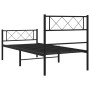 Bed frame with headboard and black metal footboard 100x190cm by , Beds and slatted bases - Ref: Foro24-372289, Price: 68,68 €...