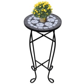 Mesa auxiliar para plantas mosaico negro y blanco de , Soportes para macetas - Ref: Foro24-41129, Precio: 35,24 €, Descuento: %