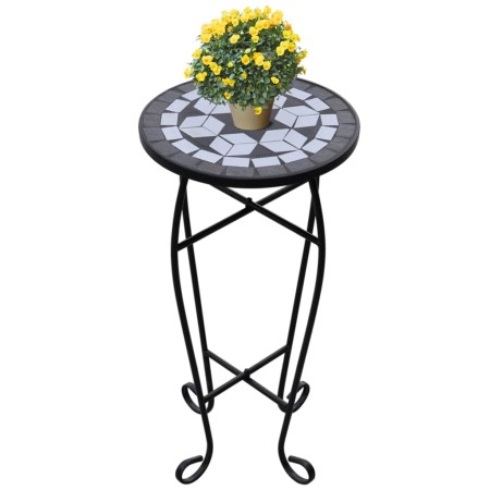 Mesa auxiliar para plantas mosaico negro y blanco de , Soportes para macetas - Ref: Foro24-41129, Precio: 36,98 €, Descuento: %