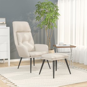 Relaxation armchair with stool in cream-colored microfiber fabric by , Armchairs - Ref: Foro24-3097739, Price: 143,99 €, Disc...