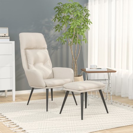 Relaxation armchair with stool in cream-colored microfiber fabric by , Armchairs - Ref: Foro24-3097739, Price: 143,98 €, Disc...