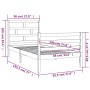 White solid wood single bed frame 90x190 cm by , Beds and slatted bases - Ref: Foro24-3101249, Price: 104,22 €, Discount: %