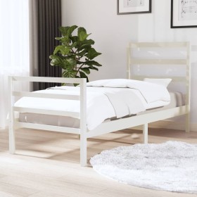 Estructura de cama madera maciza de pino blanco 90x190 cm de , Camas y somieres - Ref: Foro24-3103679, Precio: 95,99 €, Descu...