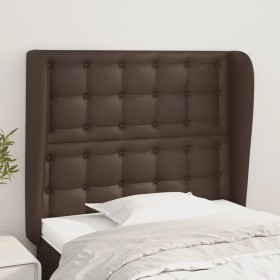 Headboard with brown synthetic leather ears 93x23x118/128 cm by , Headboards and footboards - Ref: Foro24-3118037, Price: 83,...