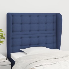 Cabecero con orejas de tela azul 103x23x118/128 cm de , Cabeceros y pies de cama - Ref: Foro24-3118386, Precio: 77,65 €, Desc...