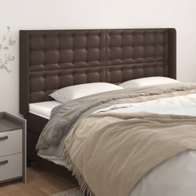 Headboard with ears brown synthetic leather 183x16x118/128 cm by , Headboards and footboards - Ref: Foro24-3119685, Price: 13...