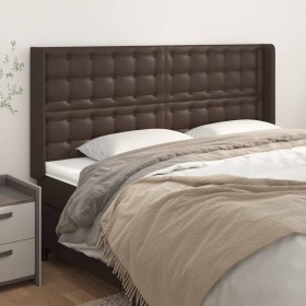 Headboard with brown synthetic leather ears 203x16x118/128 cm by , Headboards and footboards - Ref: Foro24-3119691, Price: 14...