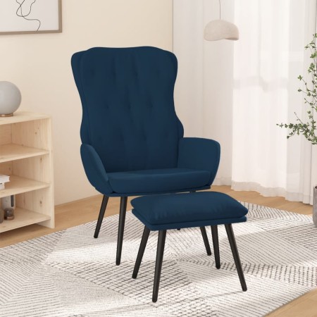 Relaxation armchair with blue velvet stool by , Armchairs - Ref: Foro24-3097677, Price: 143,99 €, Discount: %