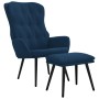 Relaxation armchair with blue velvet stool by , Armchairs - Ref: Foro24-3097677, Price: 143,99 €, Discount: %