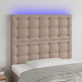 Kopfteil mit LED-Beleuchtung, Cappuccino-Kunstleder, 90 x 5 x 118/128 cm von , Kopf- und Fußteile - Ref: Foro24-3122507, Prei...