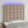 Headboard with LED lights cappuccino synthetic leather 90x5x118/128cm by , Headboards and footboards - Ref: Foro24-3122507, P...